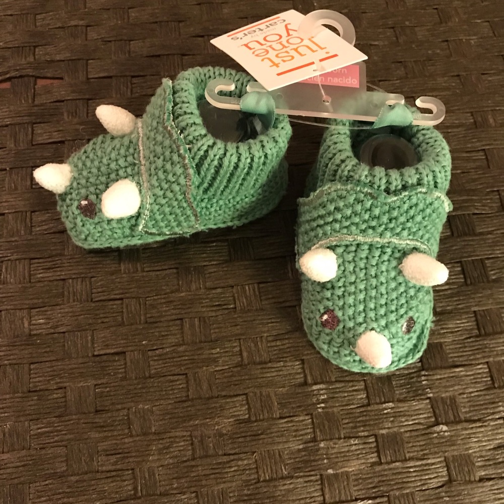 Carter’s newborn knit dinosaur shoes